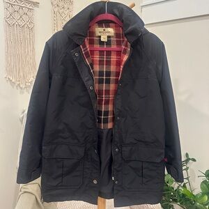 Woolrich Women’s Black Plaid Lined Hooded Utility Jacket Size S